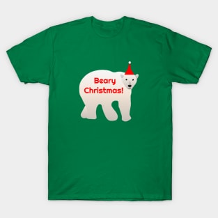 Beary Christmas! - cute and funny polar festive polar bear design - green and red T-Shirt